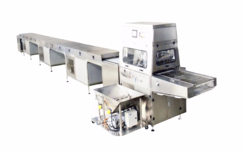Chocolate fully automated enrobing line Chocolate fully automated enrobing line