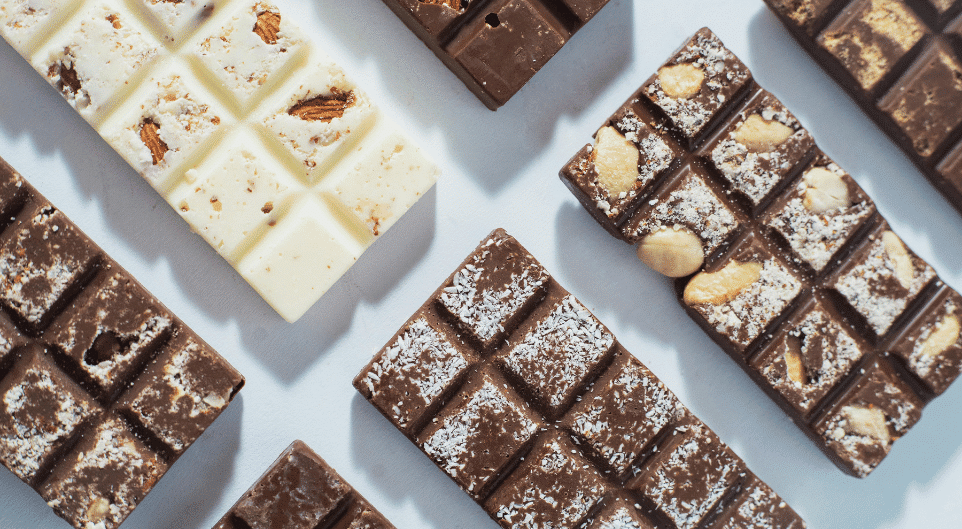 Assorted Chocolate Bars with Almonds and Coconut Assorted Chocolate Bars with Almonds and Coconut
