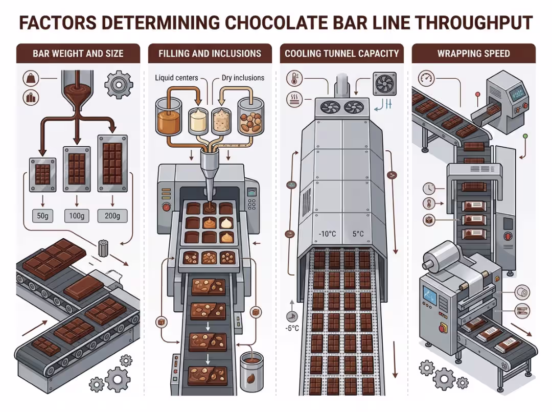 Chocolate line throughput factors Chocolate line throughput factors