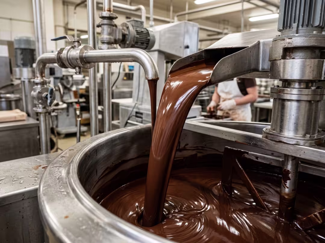 melted chocolate in processing tank melted chocolate in processing tank
