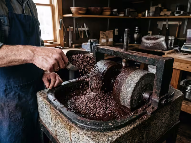 loading cacao into melanger loading cacao into melanger
